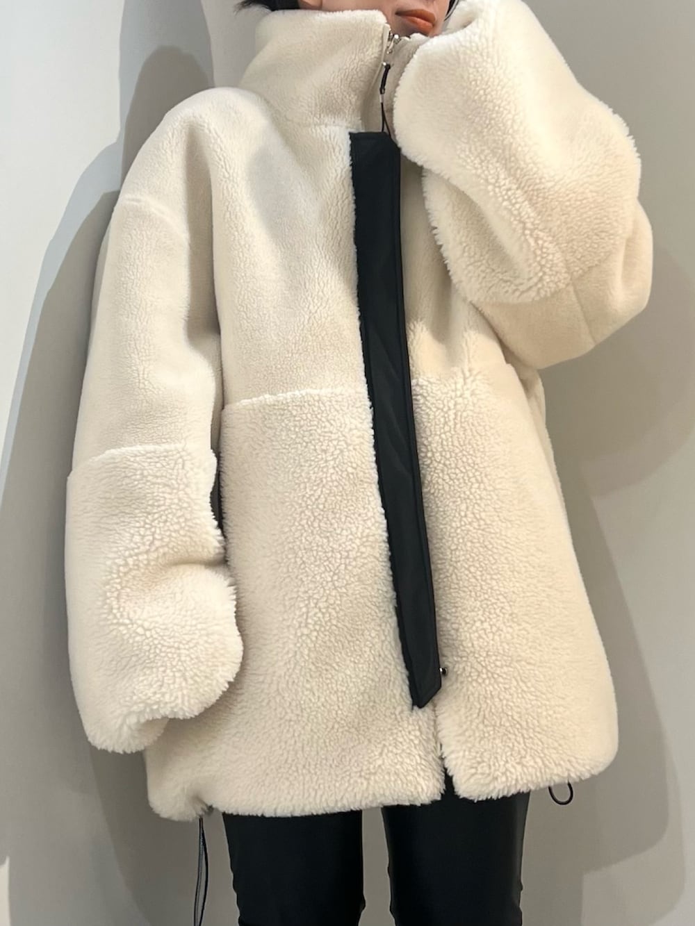 ELENDEEK リバーシブルボアパディングコート オフホワイト エレン