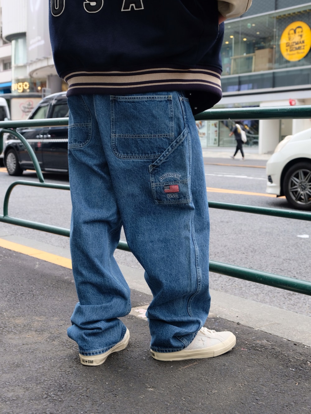 「スタジャン、シンプル、キャップ、ストリート、AVIREX、お出かけコーデ、スケーター、デートコーデ、秋コーデ、ファッションの力を信じよう」｜「AVIREXのWAPPEN CORDUROY LOW CAP / ワッペン コーデュロイ ロウ キャップ / AVIREX / アヴィレックス（キャップ、ブラウン系）」を使った、しんたろうさん（メンズ・172cm）の秋コーディネートの5枚目の写真