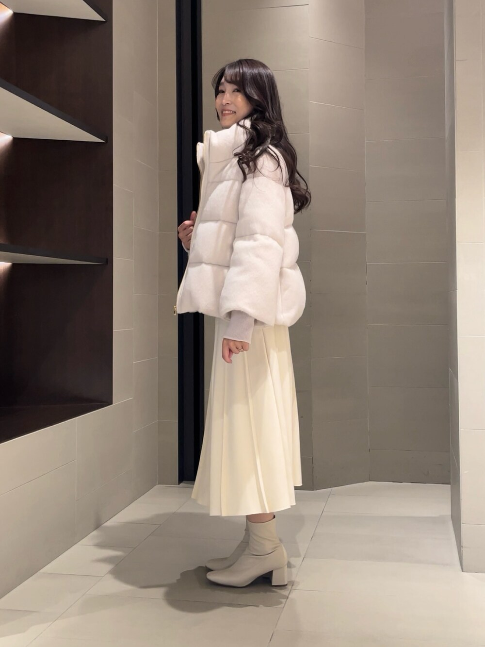 アナイ アルパカシャギーダウンコート ベージュ 36 【公式通販】