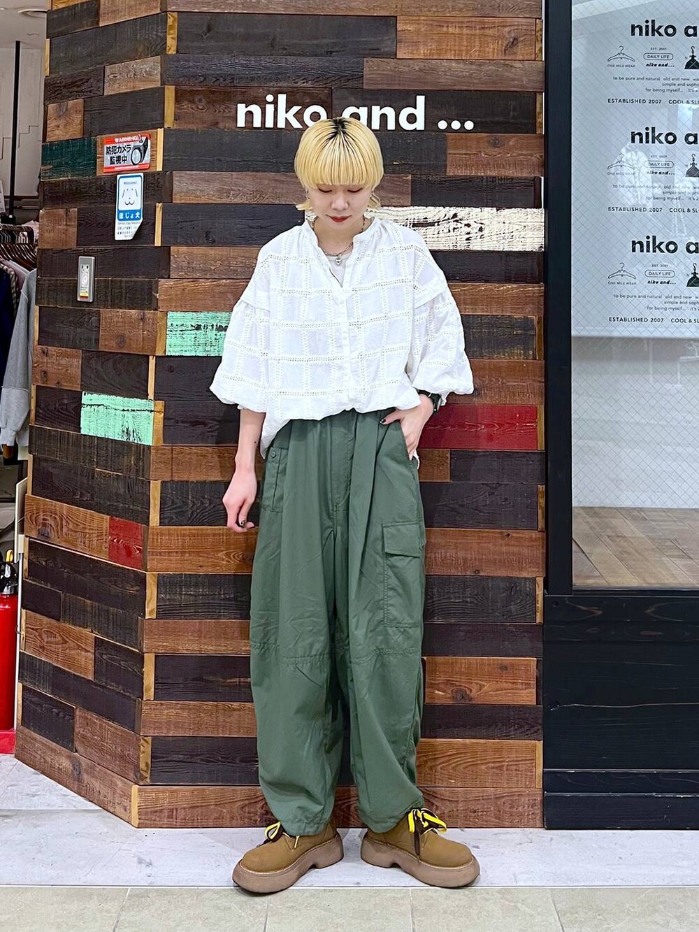 MODE NORM CORE エンブロボイルバンドシャツ　ニコアンド MODE NORM CORE】エンブロボイルバンドシャツを使った人気ファッション