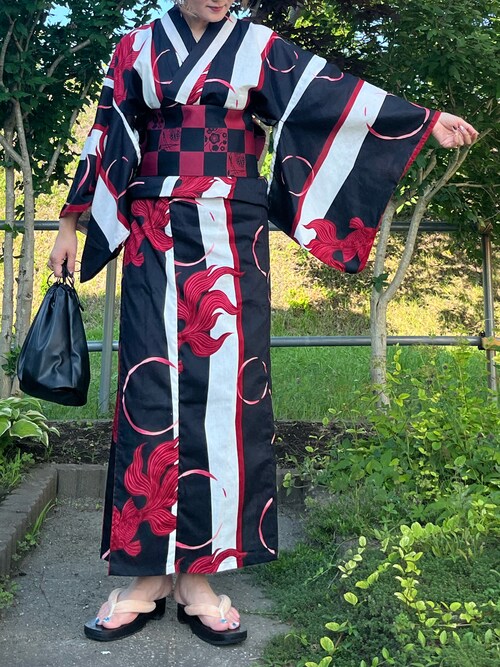 ミィモ　浴衣✖️10着 浴衣 tsumori chisato セオアルファ 気球 黒 黒地 レディース 30