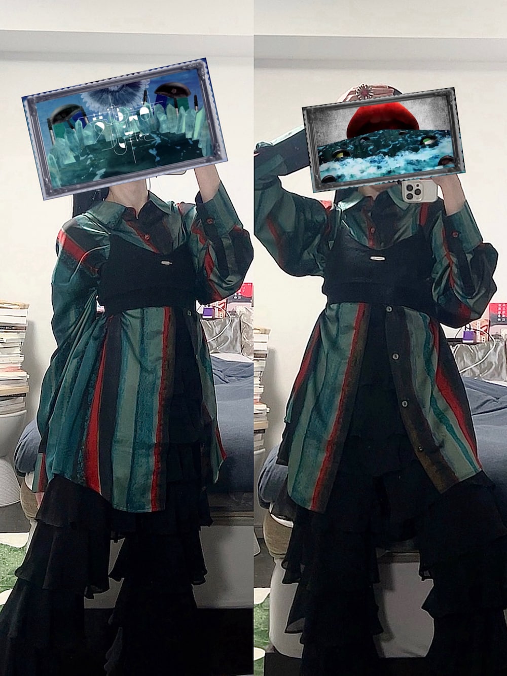 ブラック系のその他パンツ、ブラック系のキャミソールを着用したレディースの春コーディネートの2枚目の写真