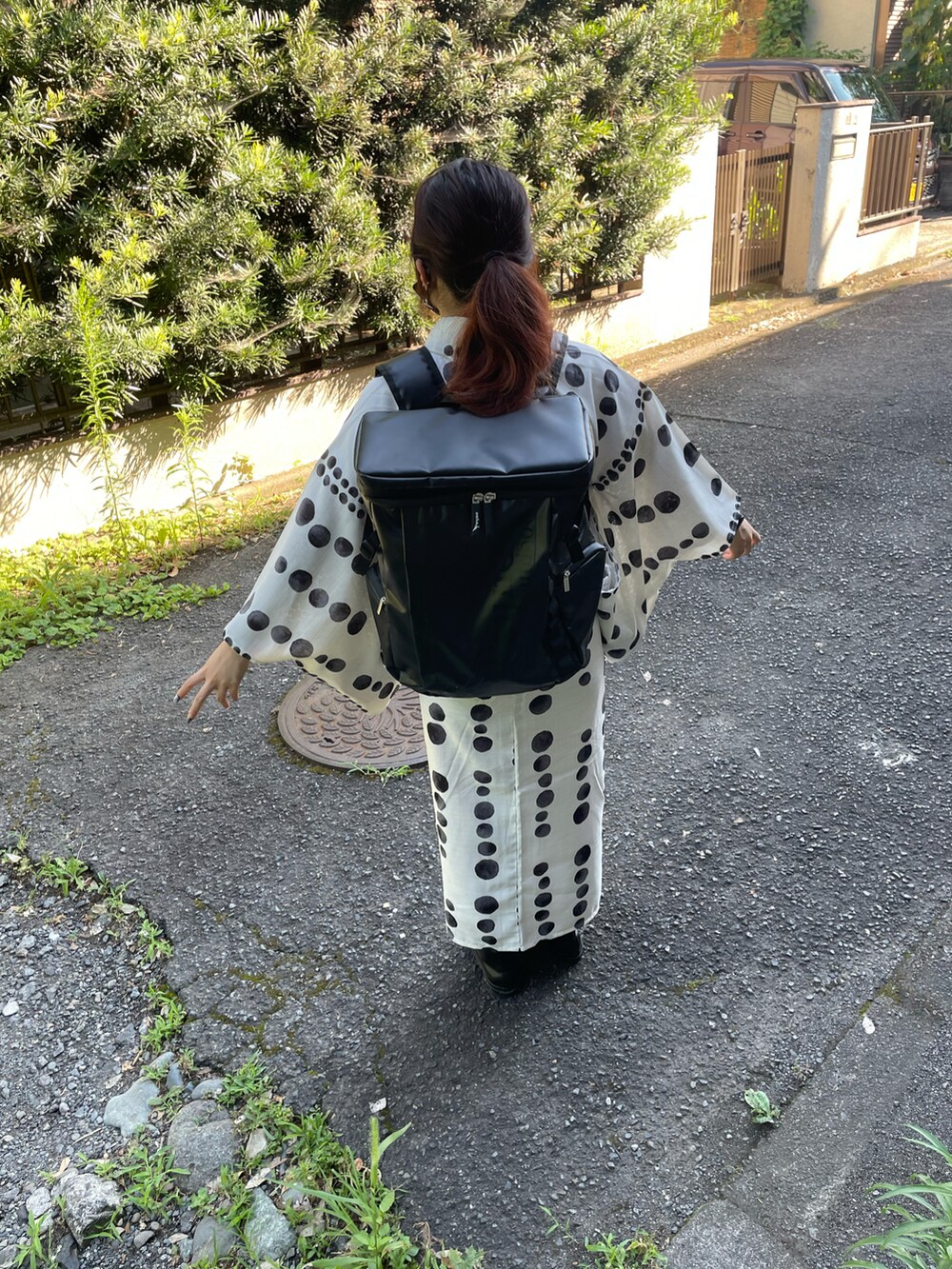 「浴衣」｜「不明のアイテム（着物、ホワイト系）」を使った、ひまりさん（レディース・161cm）の春コーディネートの2枚目の写真