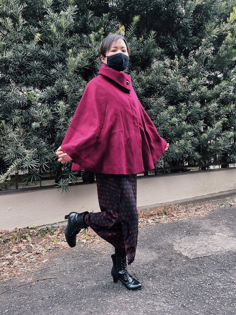「着物、着物コーデ、和洋折衷」｜「不明のアイテム（着物、ブラック系）」を使った、ひまりさん（レディース・161cm）の春コーディネートの2枚目の写真