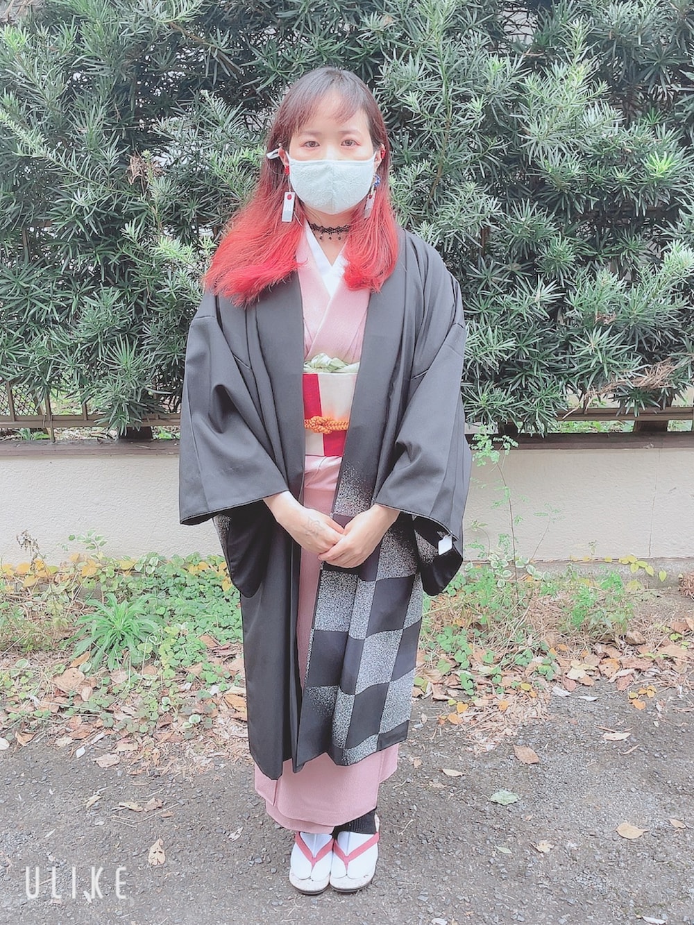 「着物、鬼滅の刃」｜「不明のアイテム（着物、ピンク系）」を使った、ひまりさん（レディース・161cm）の春コーディネートの2枚目の写真