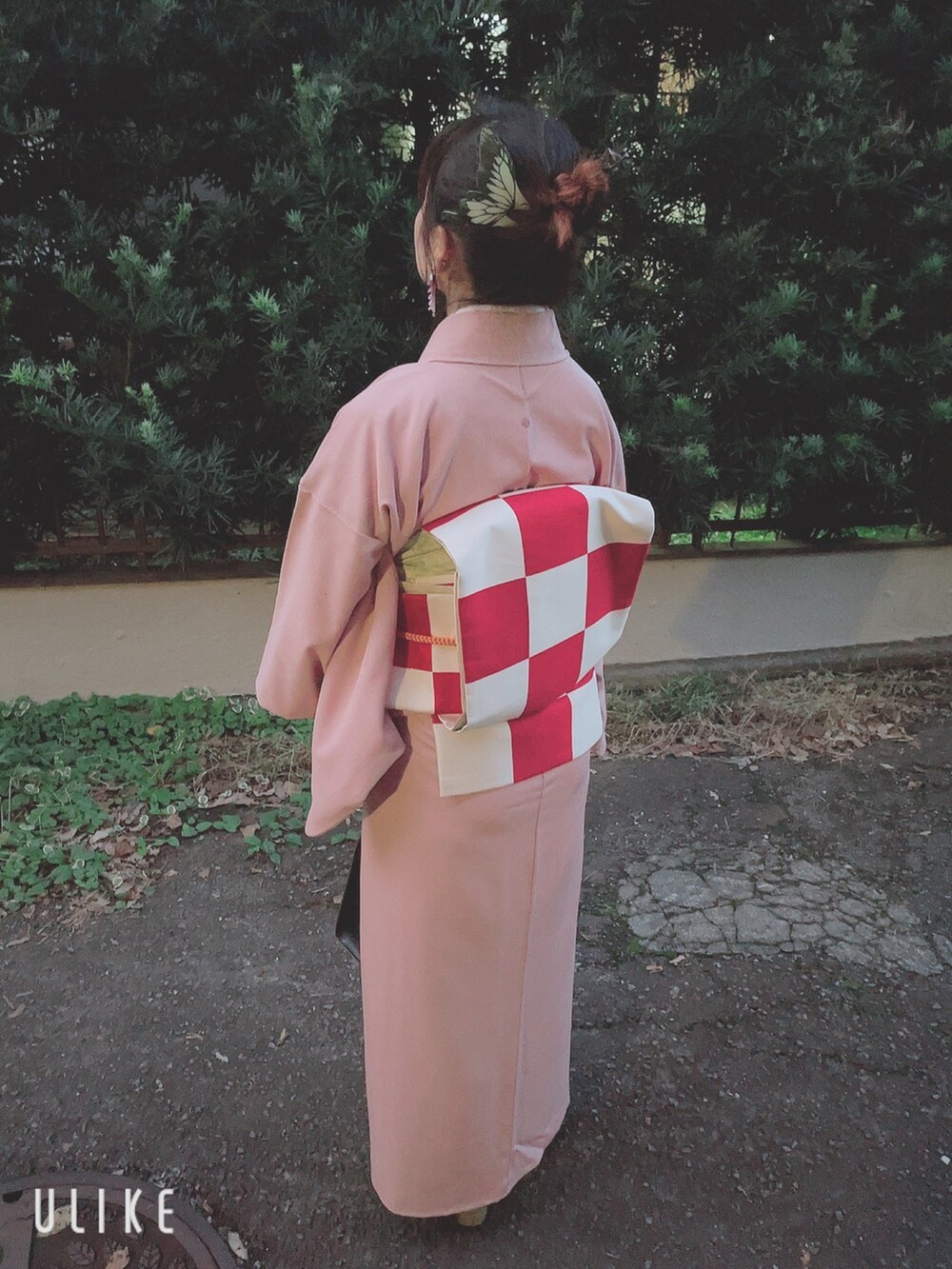 「お出かけコーデ、着物」｜「不明のアイテム（着物、ピンク系）」を使った、ひまりさん（レディース・161cm）の春コーディネートの2枚目の写真