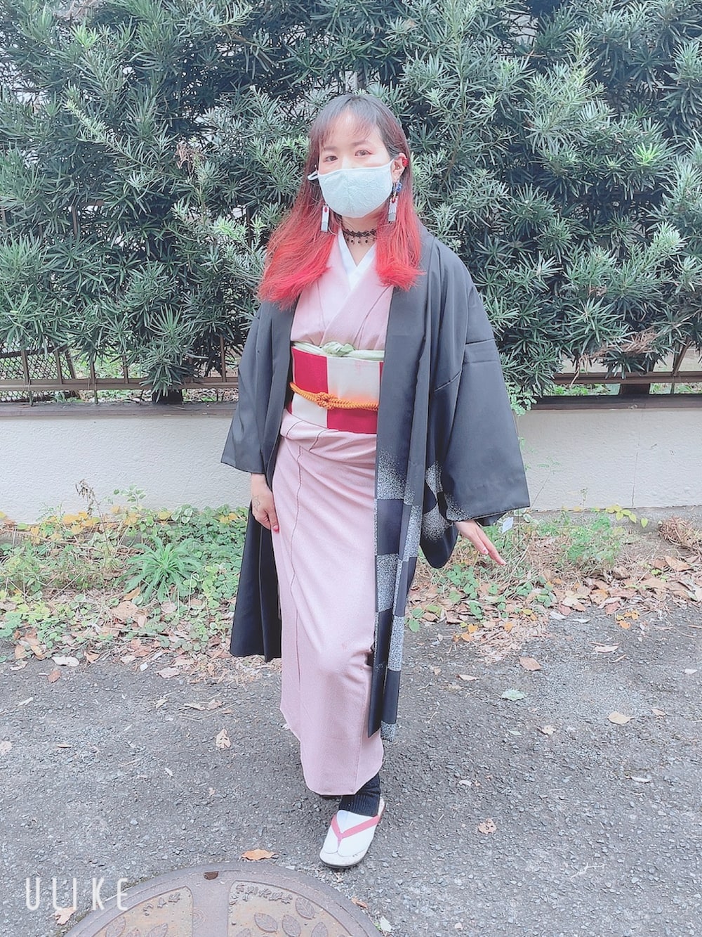 「着物、鬼滅の刃」｜「不明のアイテム（着物、ピンク系）」を使った、ひまりさん（レディース・161cm）の春コーディネートの3枚目の写真