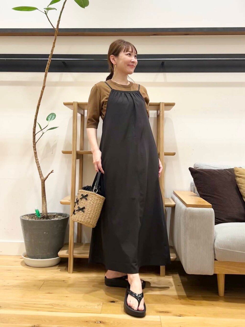 「doors、低身長コーデ、40代、骨格ストレート、イエベ春、ストレート×イエベ春、ストレート×イエベ、初夏のお出掛けコーデ」｜「RODE SKOのリボンバスケットショルダーバッグ（ショルダーバッグ、イエロー系）」を使った、+++ゆき+++さん（レディース・151cm）の春コーディネートの5枚目の写真