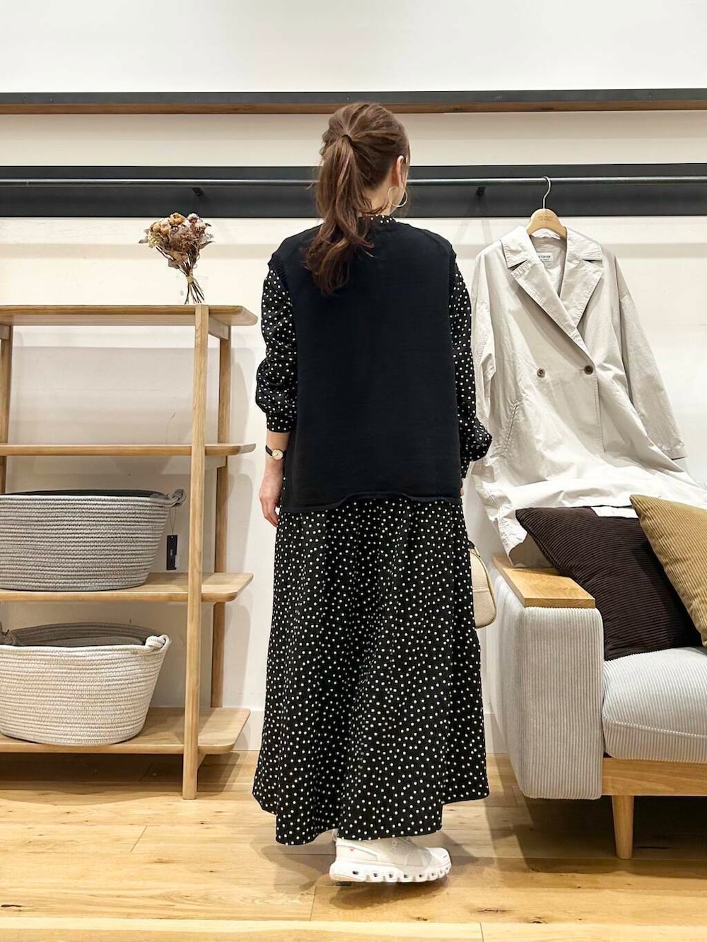 「doors、低身長コーデ、40代、骨格ストレート、イエベ春、ストレート×イエベ春、春アウターコーデ、ストレート×イエベ」｜「FORK&SPOONのFORK&SPOON　オーバーライトミドルコート（その他アウター、ベージュ系）」を使った、+++ゆき+++さん（レディース・151cm）の春コーディネートの7枚目の写真