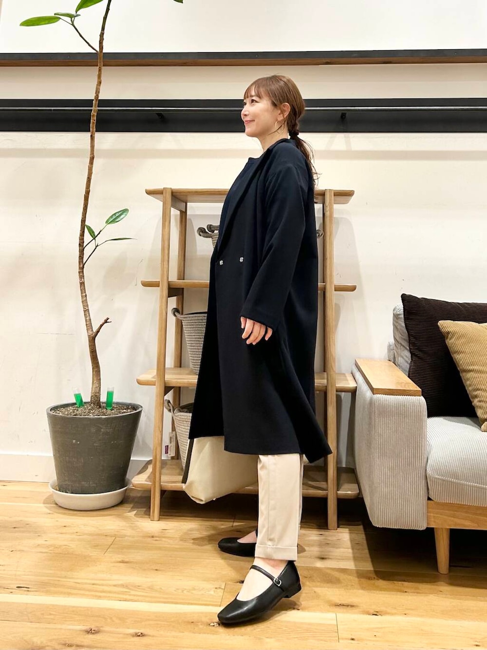 「doors、低身長コーデ、40代、骨格ストレート、イエベ春、ストレート×イエベ春、ストレート×イエベ、春のジャケットスタイル」｜「RODE SKOの『MADE IN JAPAN』スクエアトゥメリージェーンシューズ（バレエシューズ、ブラック系）」を使った、+++ゆき+++さん（レディース・151cm）の春コーディネートの6枚目の写真