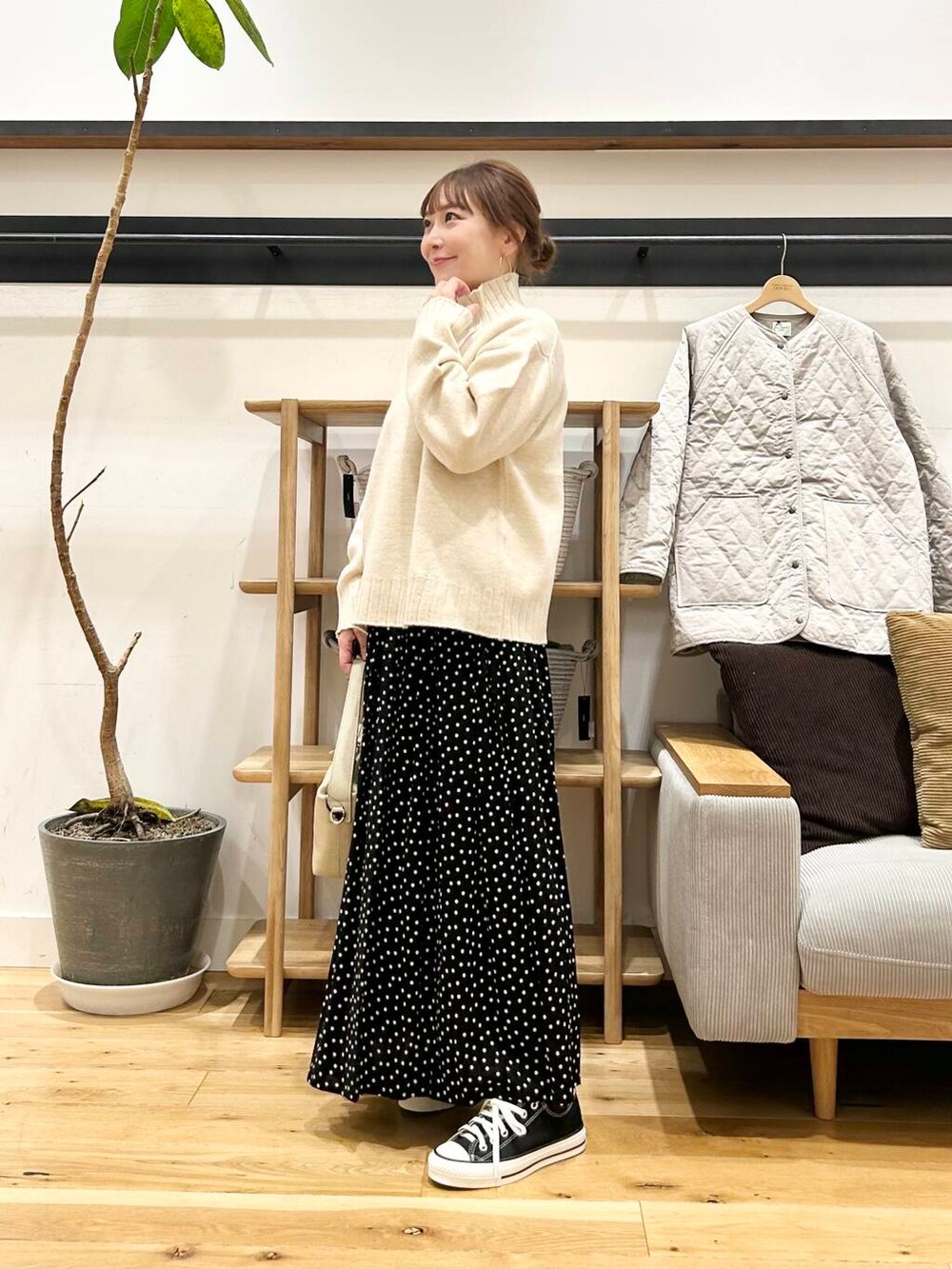 「doors、低身長コーデ、40代、骨格ストレート、イエベ春、ストレート×イエベ春、私の推しセールアイテム24aw、着映えカラーニットコーデ」|「URBAN RESEARCH DOORSのタートルネックニット(ニット/セーター、ホワイト系)」を使った、+++ゆき+++さん(レディース・151cm)の冬コーディネートの2枚目の写真
