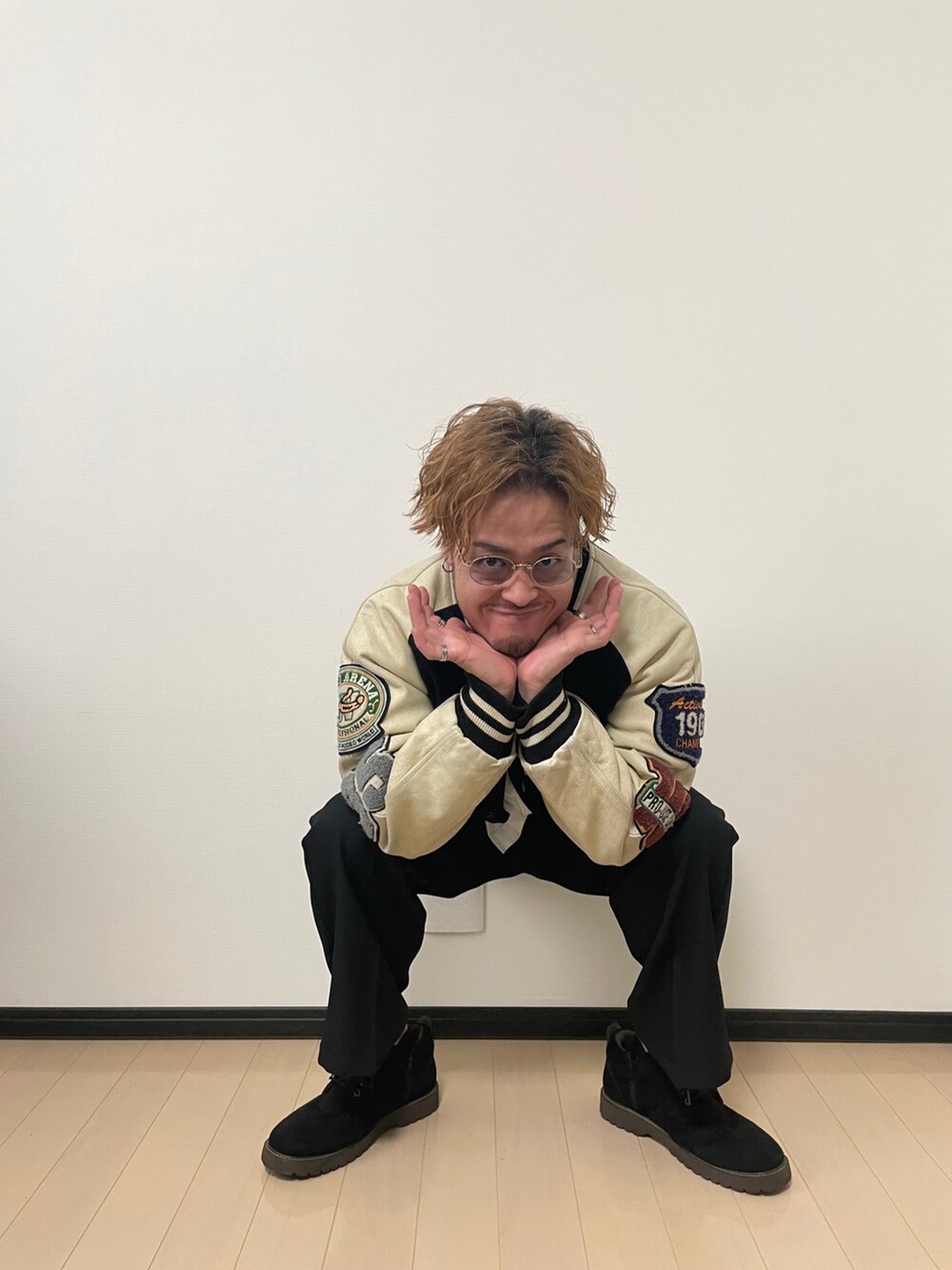 「古着MIX、古着コーデ、スタジャン、大人カジュアル、低身長、シンプル、きれいめカジュアル」｜「GUのアイテム（スラックス、ブラック系）」を使った、まださん（メンズ・167cm）の冬コーディネートの5枚目の写真