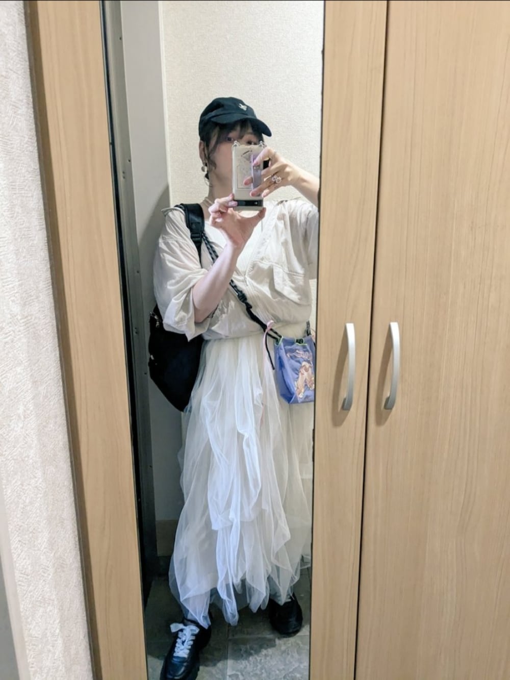 「Heatherのボリュームチュールロングスカート　120001（スカート、ホワイト系）」を使った、tarさん（レディース・164cm）の夏コーディネートの2枚目の写真