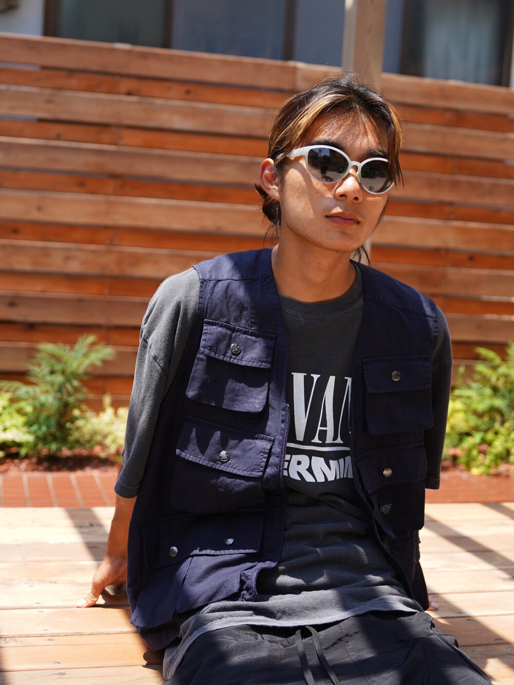 「チェック、アウトドアスタイル、秋コーデ、パステルカラー」｜「MANASTASHのMANASTASH/マナスタッシュ/HEMP POP VEST/ヘンプポップベスト（ベスト、ブルー系）」を使った、yusuke061019さん（メンズ・173cm）の秋コーディネートの2枚目の写真