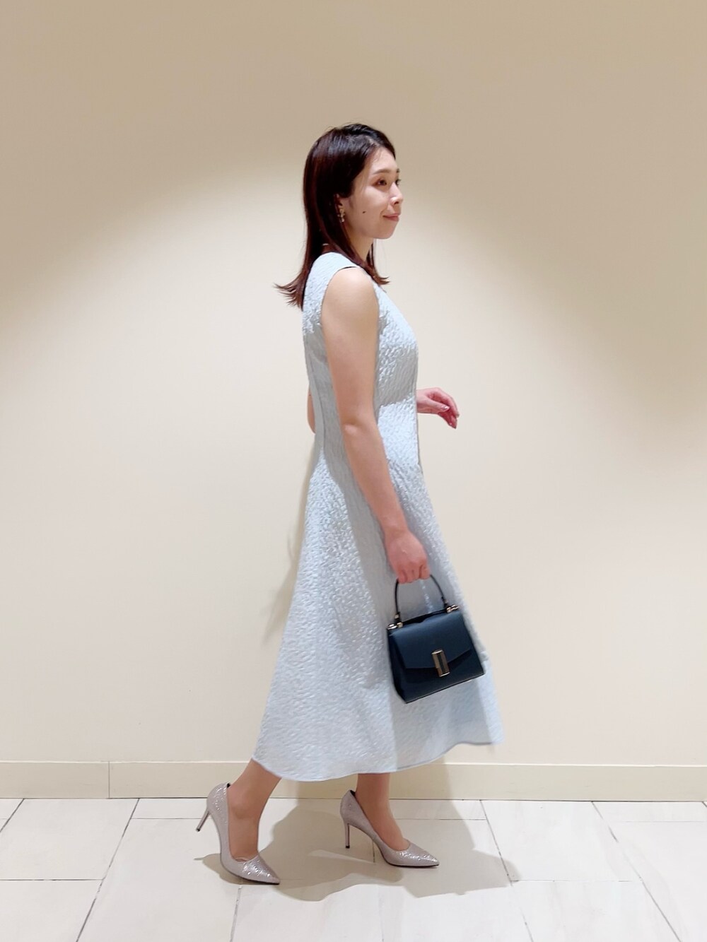 新品タグ付き　アナイ　ANAYI ふくれジャガードノースリーブフレア ワンピース ANAYI（アナイ）の「ふくれジャガードノースリーブフレア