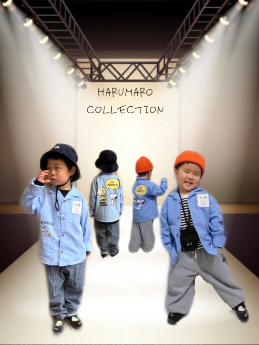 「シャツスタイル、ヒッコリー、エアリフト、開襟シャツ」｜「THE NORTH FACEのTHE NORTH FACE:Kids' Summer Cooling Hat（ハット、ブルー系）」を使った、haru☺︎さん（キッズ・100cm）の春コーディネートの3枚目の写真