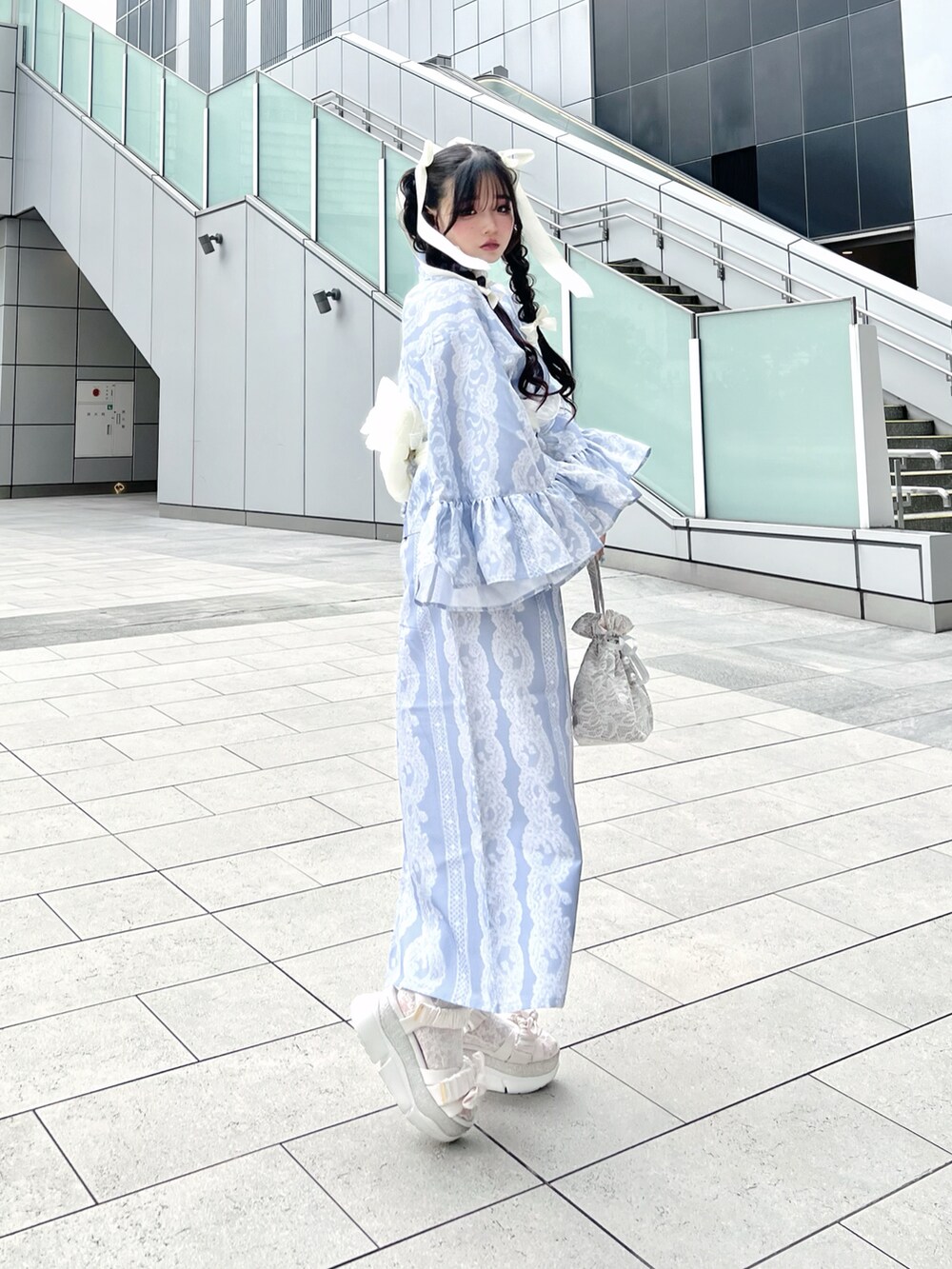 セパレート浴衣(帯セット)を使った人気ファッション