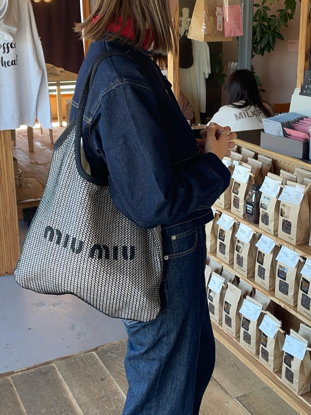 ミュウミュウ miu miu ノーカラー スプリング ジャケット コート
