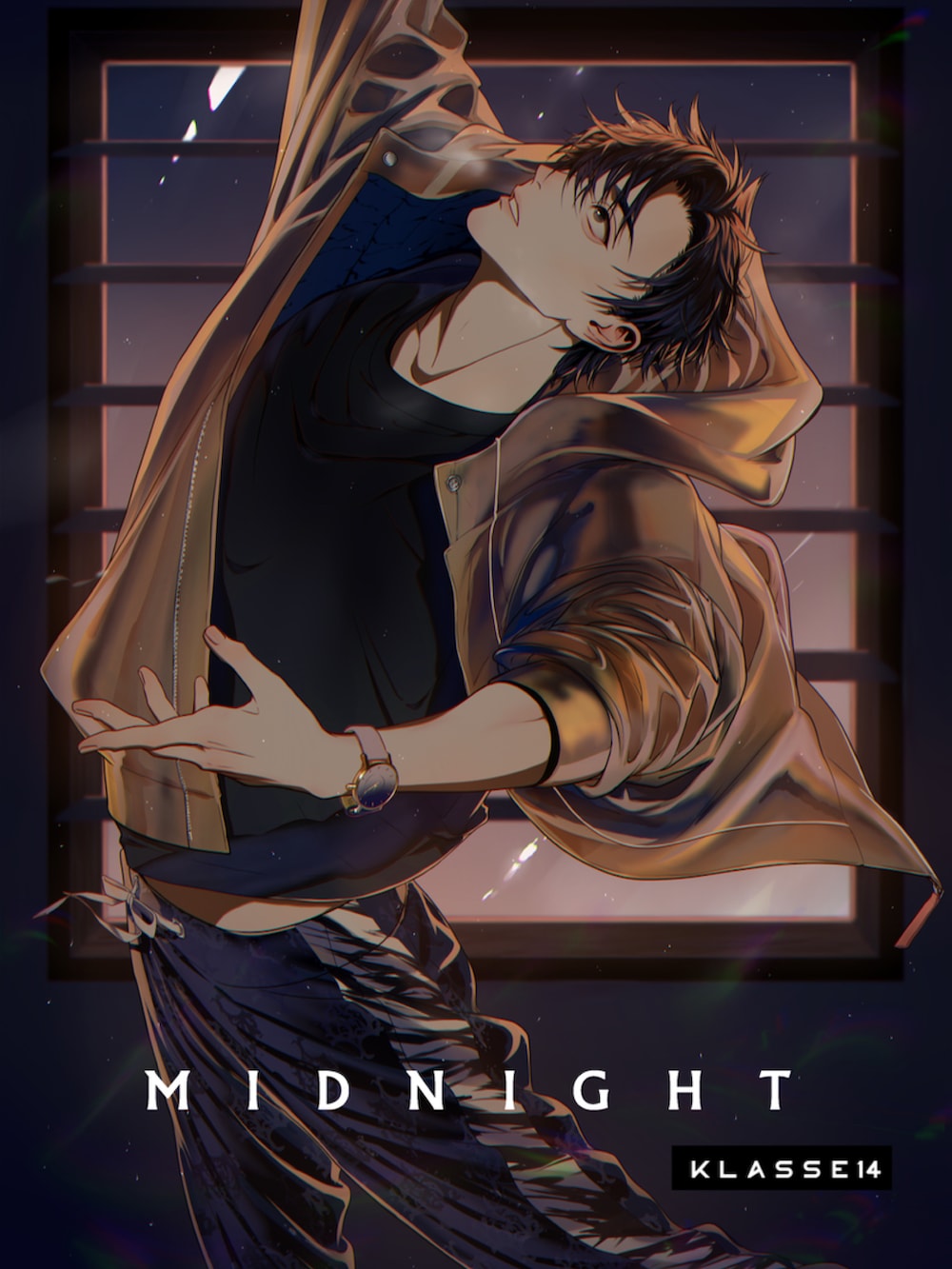 ブルー系のアナログ腕時計を着用したメンズの春コーディネートの3枚目の写真