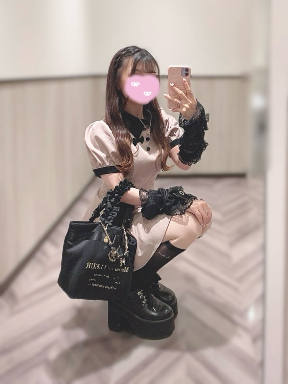 「いいね、save、フォローお願いします🤑、pium、セットアップ、ガーリー、量産型、量産型ヲタク、量産型コーデ、量産型女子、ピンク、ぺプラム、バイカラー、地雷、地雷系ファッション、かわいい、お出かけコーデ」｜「piumのリボンカラーセットアップ（セットアップ、ピンク系）」を使った、🐰ㅤメ ｲ ﾒ ｲㅤ🐰さん（骨格ストレート・レディース・154cm）の夏コーディネートの2枚目の写真