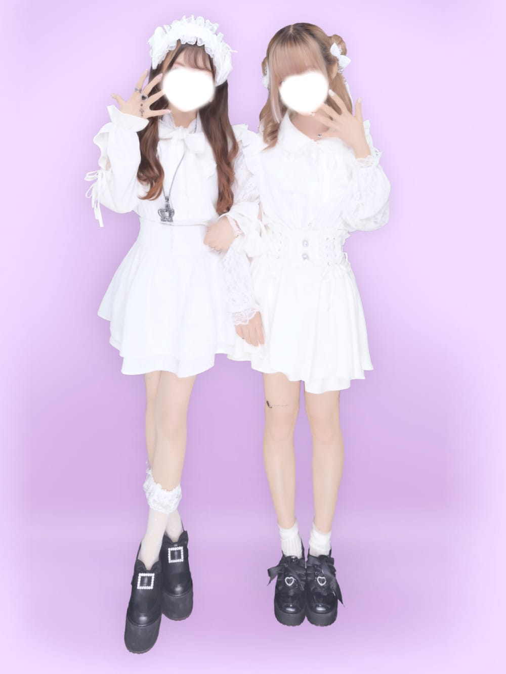 「いいね、save、フォローお願いします🤑、ガーリー、量産型、量産型コーデ、量産型ヲタク、量産型女子、ホワイト、ホワイトコーデ、リンクコーデ、双子コーデ、シミラールック、かわいい、甘め、ボウタイブラウス、ツイードスカート」｜「MA*RSのビックリボン袖レースブラウス（シャツ/ブラウス、ホワイト系）」を使った、🐰ㅤメ ｲ ﾒ ｲㅤ🐰さん（骨格ストレート・レディース・154cm）の秋コーディネートの3枚目の写真