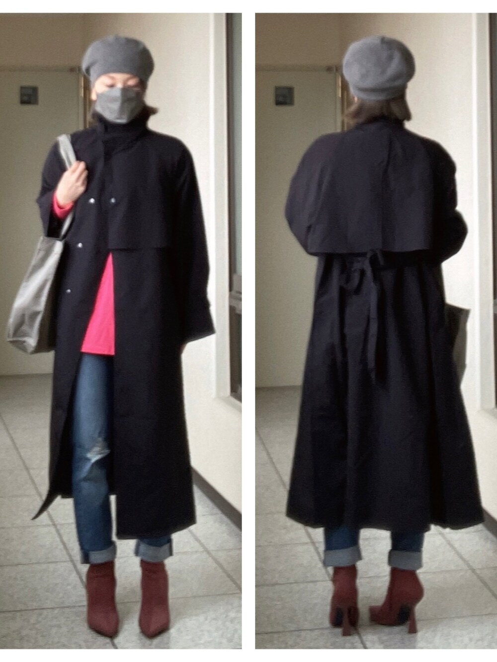 ピンク系のTシャツ/カットソー、ブルー系のデニムパンツ、ピンク系のブーツを着用したレディースの春コーディネートの2枚目の写真