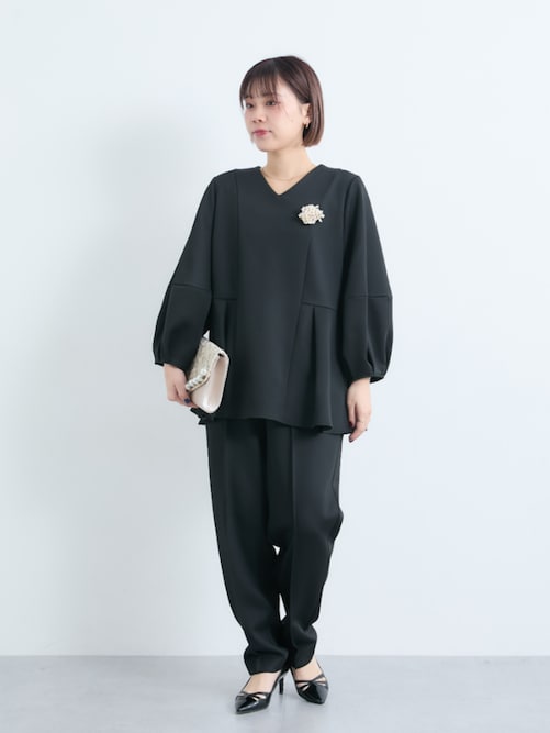 レディーススーツ】ダンボールニット素材ブラウスセットアップスーツ