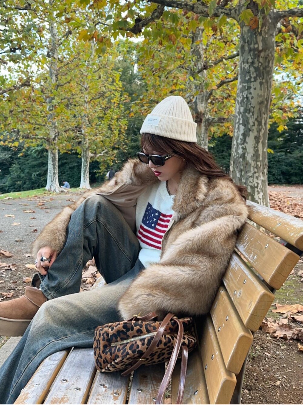 ブラウン ファーボンバージャケット Mili affinity