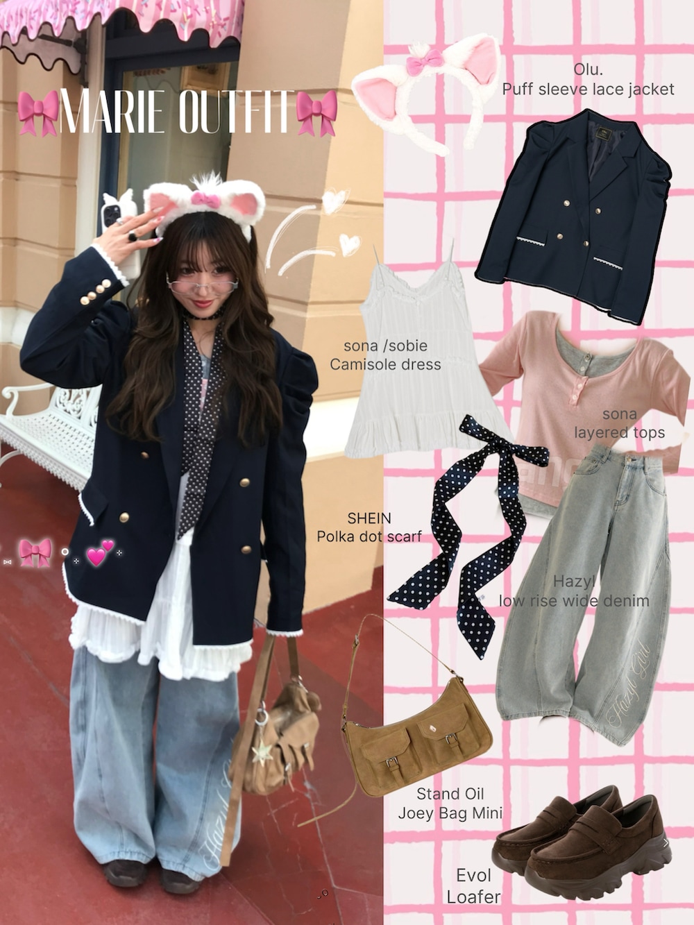 ブルー系のテーラードジャケット、ブルー系のデニムパンツ、イエロー系のハンドバッグを着用したレディースの春コーディネートの2枚目の写真