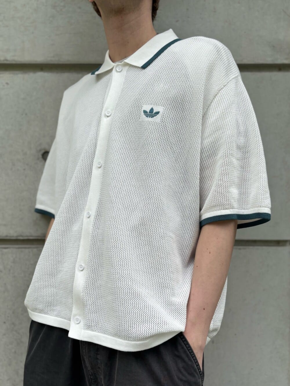 【関税・送料込み】adidas オリジナルス ボタン ニットシャツ adidas シャツ アディダス オリジナルス ボタン ニットシャツ
