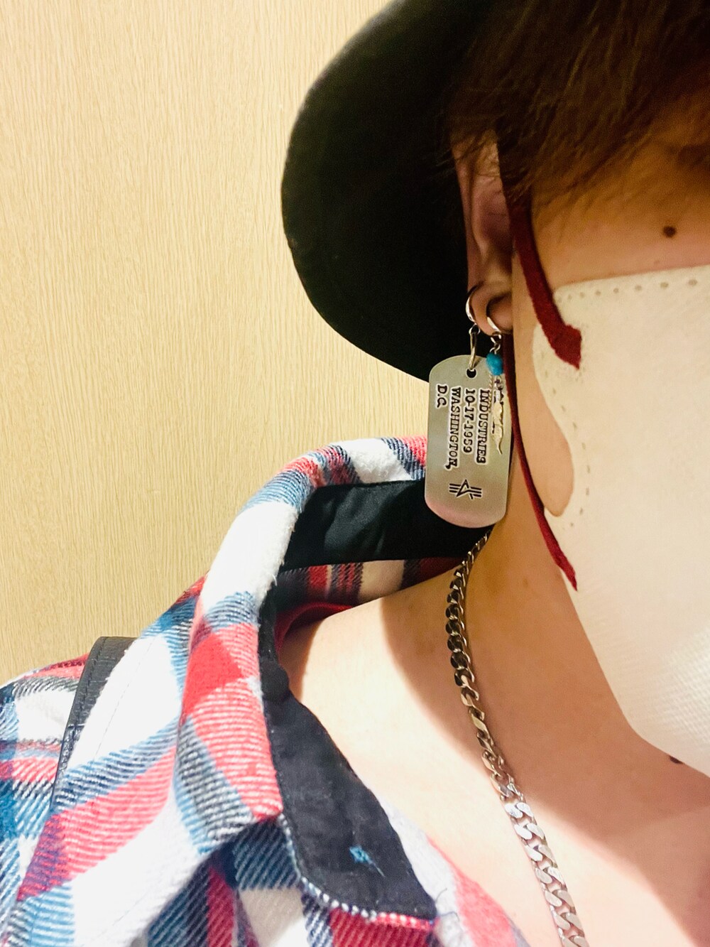 「春めき満開コーデ、デニムパンツ、チェック、お気に入り、バケットハット、G-DRAGON、メンズファッション、春色」|「WE11DONEのWE11DONE ブルーチェックアノラックウールシャツ(シャツ/ブラウス、ブルー系)」を使った、 momoさん(メンズ・166cm)の春コーディネートの4枚目の写真