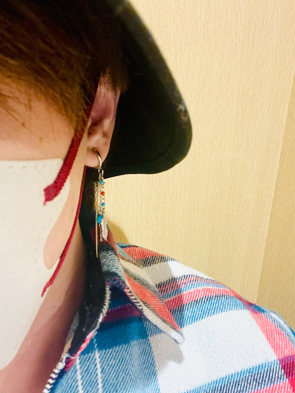 「春めき満開コーデ、デニムパンツ、チェック、お気に入り、バケットハット、G-DRAGON、メンズファッション、春色」|「WE11DONEのWE11DONE ブルーチェックアノラックウールシャツ(シャツ/ブラウス、ブルー系)」を使った、 momoさん(メンズ・166cm)の春コーディネートの5枚目の写真