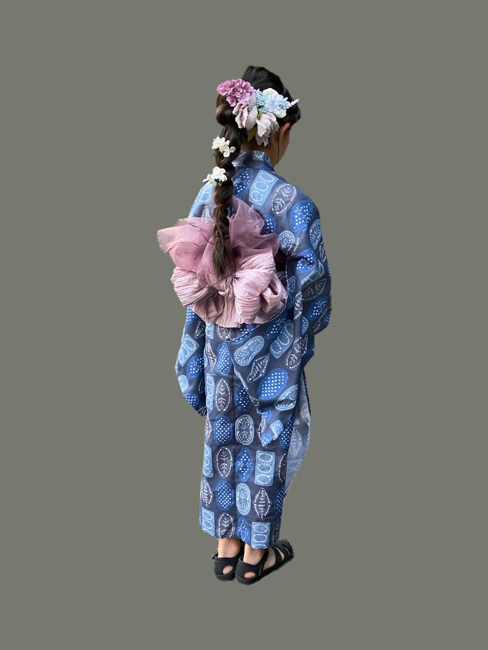「グルカサンダル、浴衣、夏コーデ、お祭り、和装」｜「Handmadeのアイテム（かごバッグ、ホワイト系）」を使った、Rickさん（キッズ・120cm）の夏コーディネートの2枚目の写真