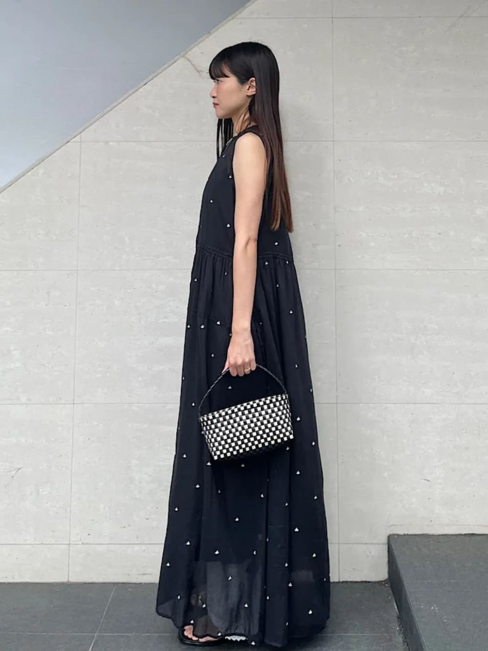 手洗い可能〉コットン オーガンジー 刺繍 ウエスト ドロスト