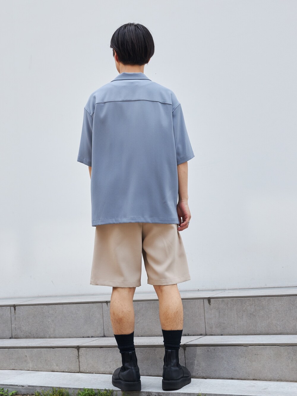 「このスタイルがお気に入り、夏、シャツスタイル」｜「cityのGEORGETTE  OPEN COLLAR SHIRTS S/S（シャツ/ブラウス、グレー系）」を使った、yoshidaさん（メンズ・169cm）の夏コーディネートの3枚目の写真
