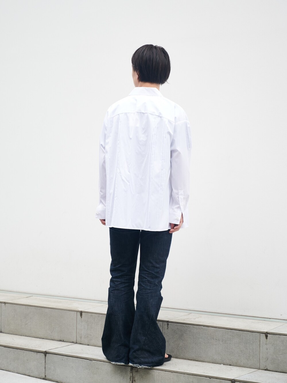 「浴衣、シルバーアクセサリー、デート」｜「LiNoHのPLEATS L/S SHIRT/バイカラープリーツオーバーシャツ（シャツ/ブラウス、ホワイト系）」を使った、yoshidaさん（メンズ・169cm）の夏コーディネートの3枚目の写真