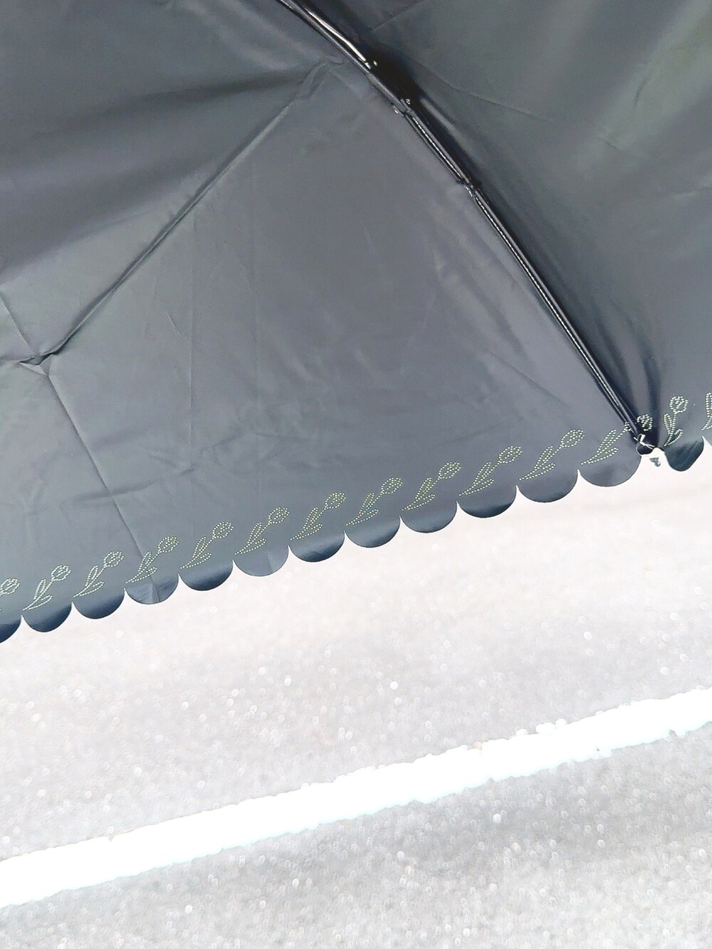 「日傘、晴雨兼用、折りたたみ傘」｜「Waterfrontの日傘　カルオート UVブロック 折 55cm（折りたたみ傘、ホワイト系）」を使った、kotori ¨̮さん（レディース・157cm）の夏コーディネートの4枚目の写真