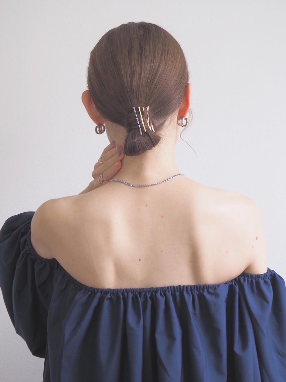 「カジュアルスタイル、シンプルスタイル、夏服、オフショル」｜「deux amourのオフショルダーフレアトップス（その他トップス、ブルー系）」を使った、❁ a i  ❁さん（レディース・158cm）の夏コーディネートの5枚目の写真