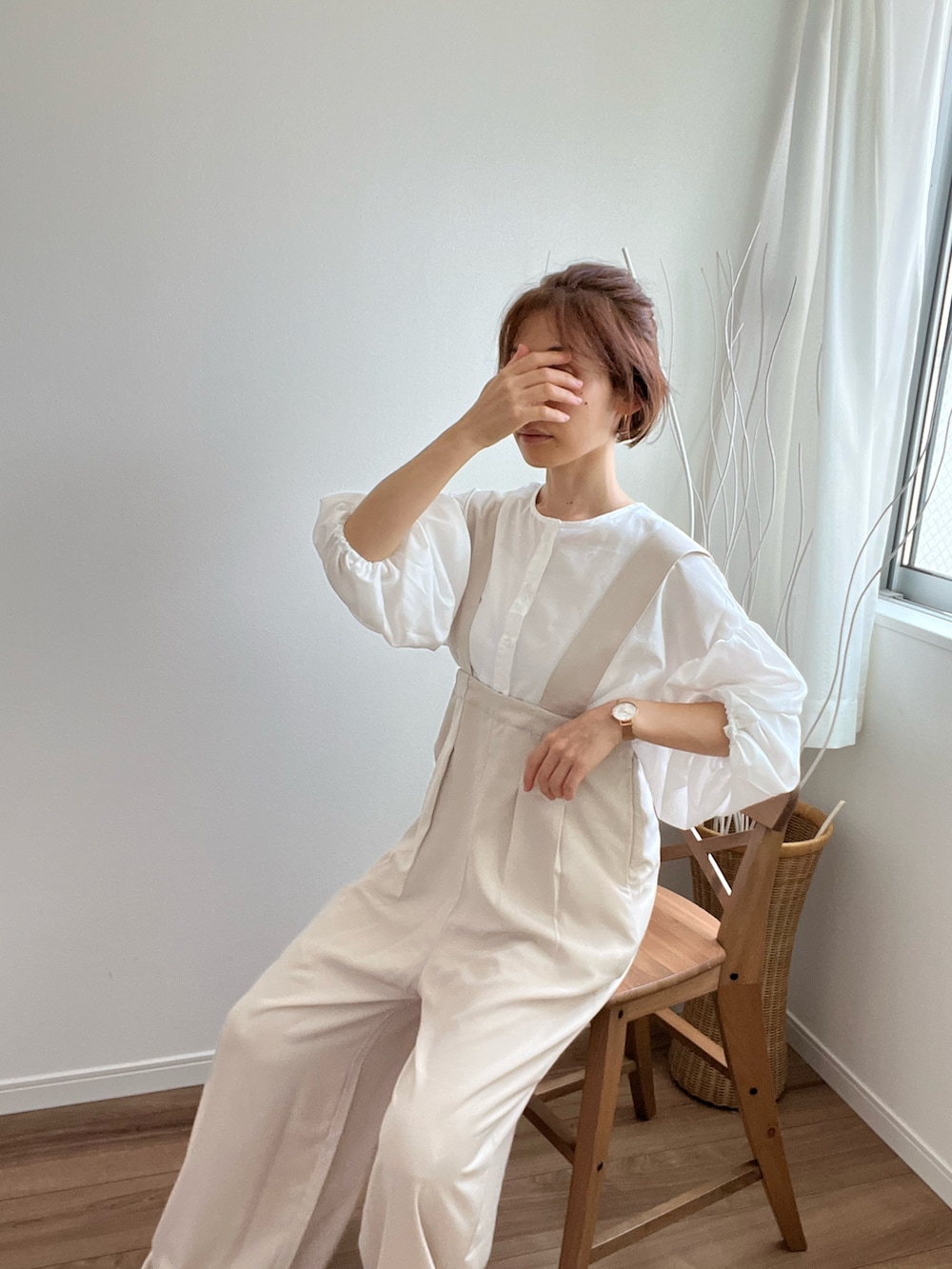 「休日コーデ、大人かわいい、大人ガーリー、プチプラコーデ、お洒落さんとつながりたい」｜「CORNERSのボリュームスリーブ2wayブラウス（シャツ/ブラウス、ホワイト系）」を使った、❁ a i  ❁さん（レディース・158cm）の夏コーディネートの2枚目の写真