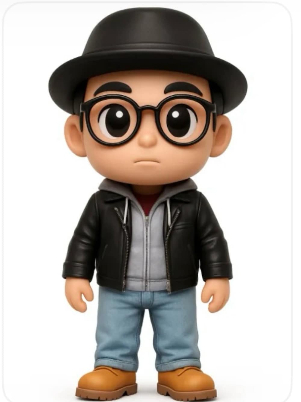 ブラック系のライダースジャケット、ブルー系のパーカー、レッド系のシャツ/ブラウスを着用したメンズの冬コーディネートの3枚目の写真