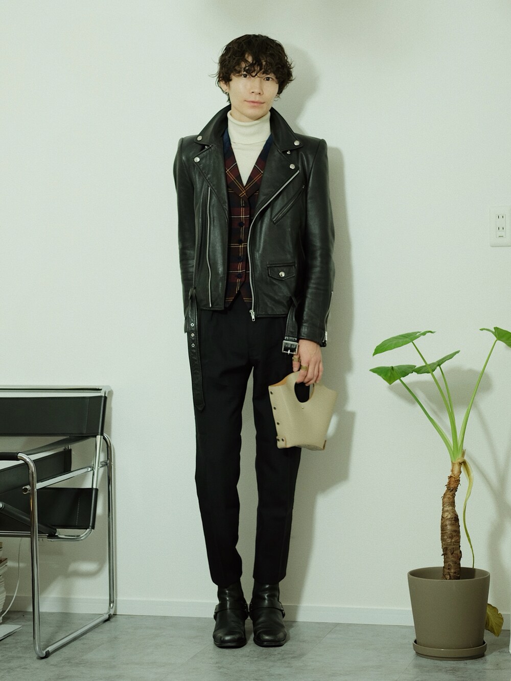 JOHN LAWRENCE SULLIVAN ミニマルレザーライダースジャケット