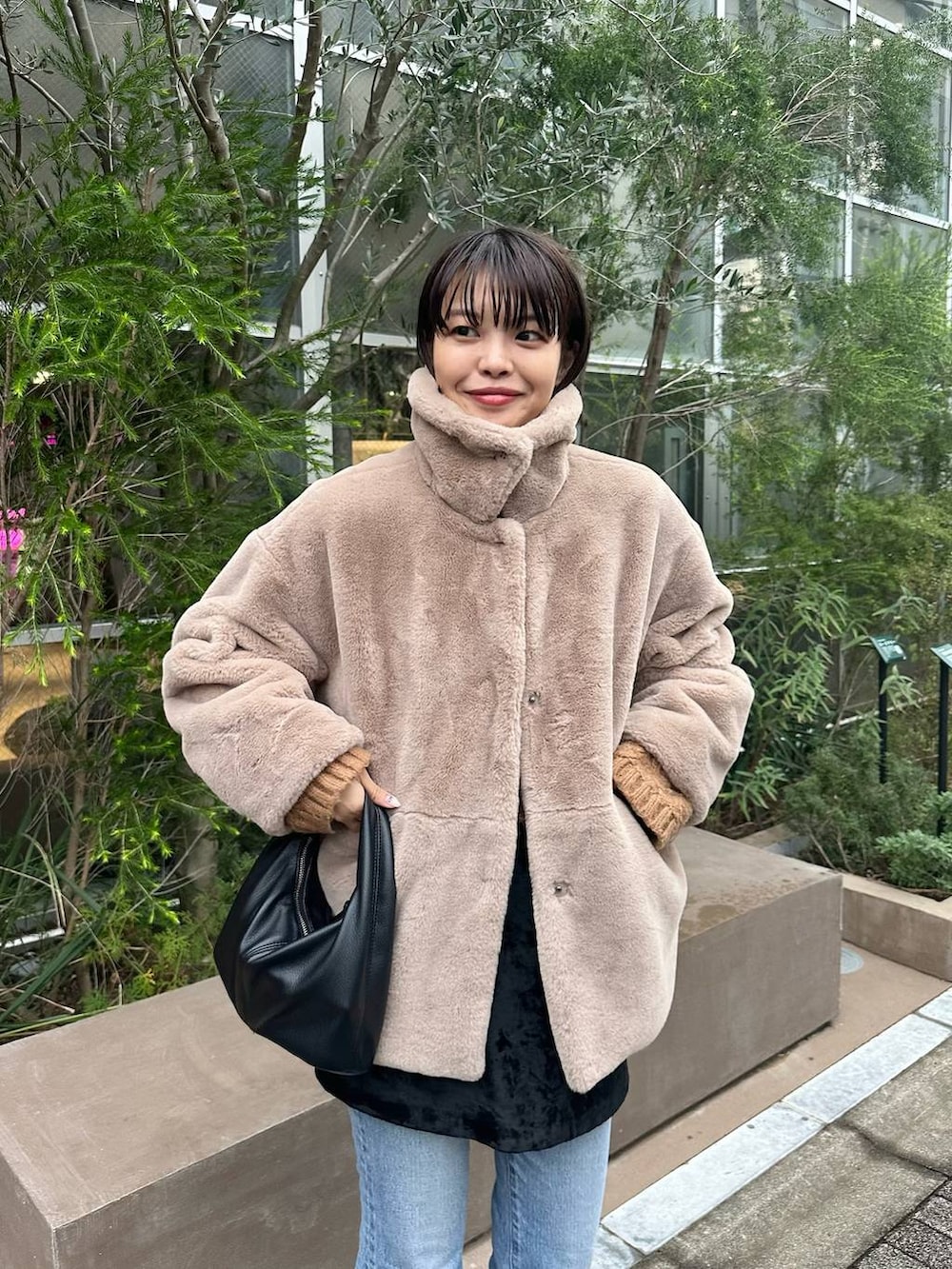 e/rm ファージャケット e/rm ファージャケット ダークブラウン M L