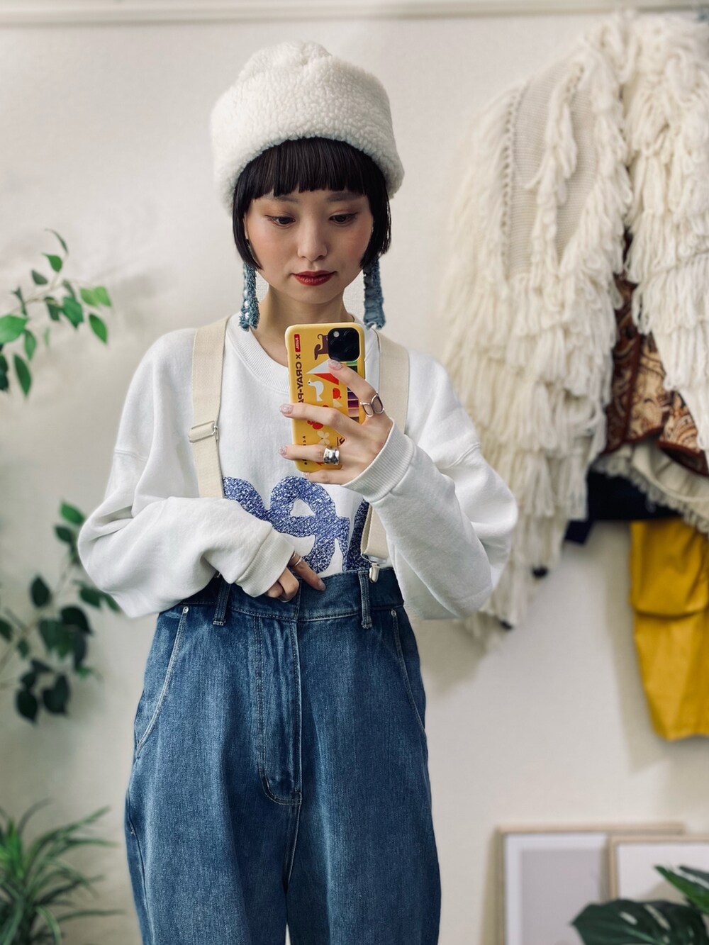 「今日のコスメと服、冬コーデ、休日スタイル、お出かけコーデ、シンプルコーデ、古着MIX、しまむら、プチプラ、低身長、冬アウター、スウェット、デニム、スニーカー、コンバース」｜「studio CLIPのボアワッチ（ニットキャップ/ビーニー、ベージュ系）」を使った、moratoriamu.さん（レディース・155cm）の冬コーディネートの3枚目の写真