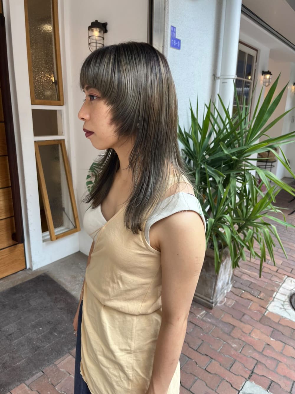 「古着MIX、古着コーデ、Littlesuzie、低身長コーデ、低身長」｜「little $uzieのアイテム（トップス、ベージュ系）」を使った、NANAKAさん（レディース・153cm）の夏コーディネートの2枚目の写真