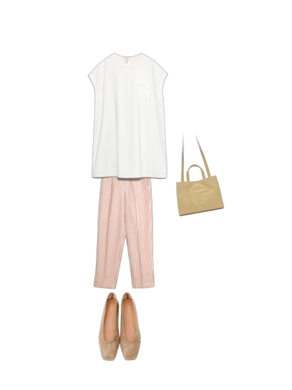 ホワイト系のシャツ/ブラウス、ホワイト系のサンダルを着用したレディースの夏コーディネートの2枚目の写真