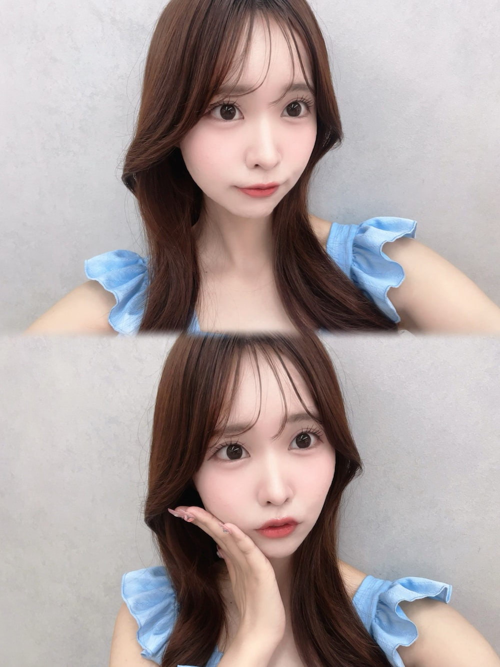 ブルー系のシャツ/ブラウス、ブラック系のデニムパンツ、ブラック系のサンダルを着用したレディースの春コーディネートの4枚目の写真