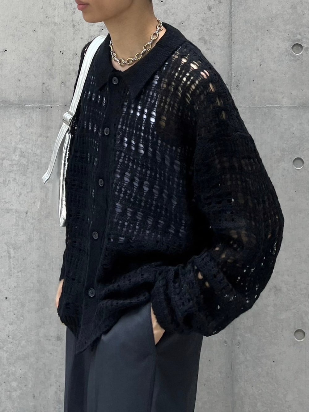 yunahica✖️chieko ブラックニットジレ シャツの上にも ニットの上にも 重ね着を楽しめる yunahica×chieko の