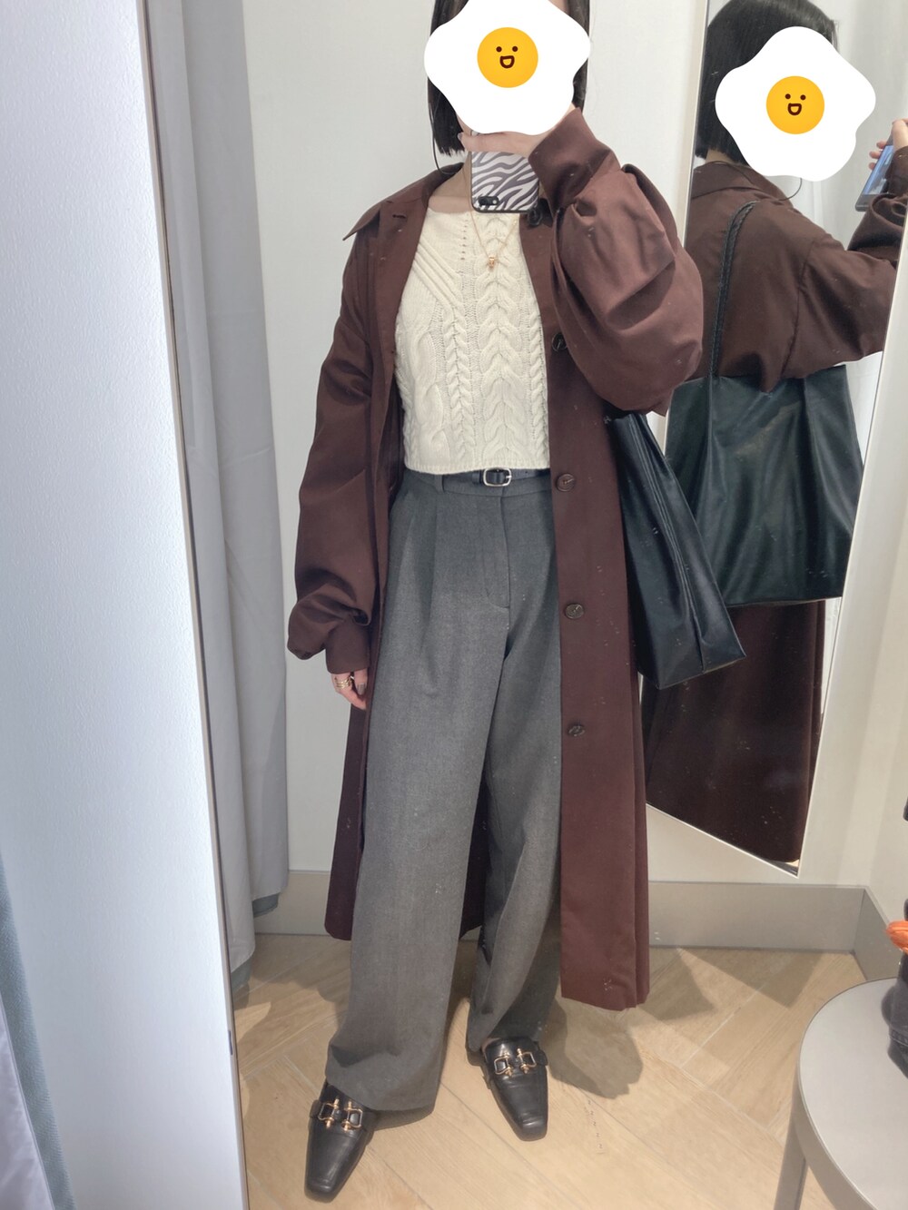 「リモートワーク、オトナカジュアル、ニットコーデ、パンツコーデ、モノトーンコーデ」｜「GUのアイテム（パンツ、グレー系）」を使った、🥚たまごﾁｬﾝ🥚さん（骨格ウェーブ・レディース・158cm）の秋コーディネートの2枚目の写真