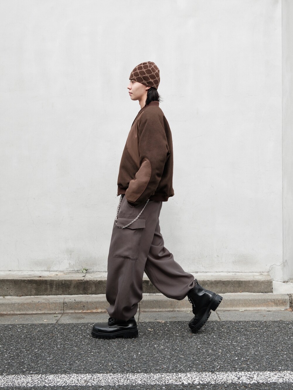 Soerte ウールブレンド異素材切替ブルゾン WOOL BLEND