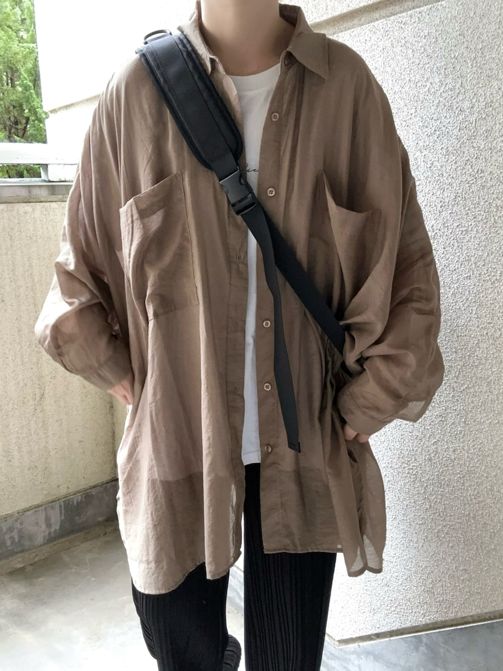 「recaのシアードルマンシャツ（シャツ/ブラウス、ベージュ系）」を使った、あやたさん（レディース・152cm）の秋コーディネートの4枚目の写真